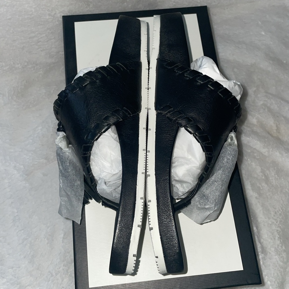 NWT J/SLIDES NIGEL Black Leather Tassel Sandal - Picture 8 of 11